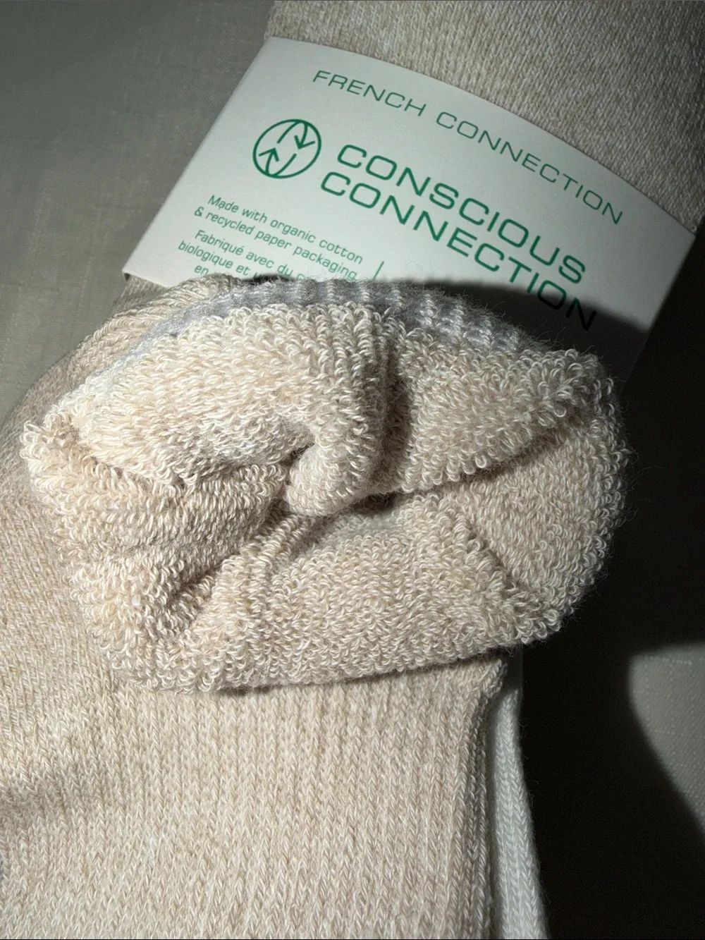 French Connectionâ5pk Ivory Heather Tan Brown Organic Cotton Blend Knit Socks - Picture 4 of 5